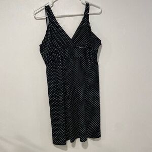 Feathers Black Polka Dot Midi Dress - Size M